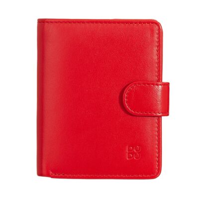 DUDU Kleine Damen-Geldbörse aus Leder mit Knopfverschluss, rote Flamme