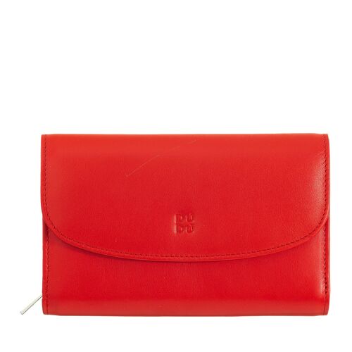 DUDU Women's leather wallet organizer red flame