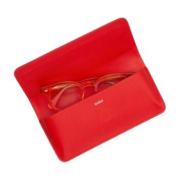 DUDU Étui à lunettes en cuir pour lunettes de soleil, pochette rouge flamme 3