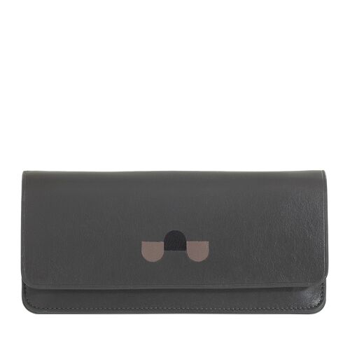 DUDU Leather sunglasses eyeglass case pouch anthracite mosai