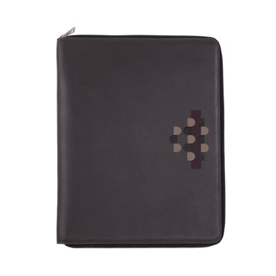 DUDU Leather A4 zipped document folder bag anthracite mosaic