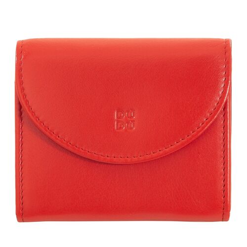 DUDU Small women's leather wallet purse pouch red flame