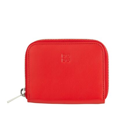 DUDU Small leather coin purse zipper red flame