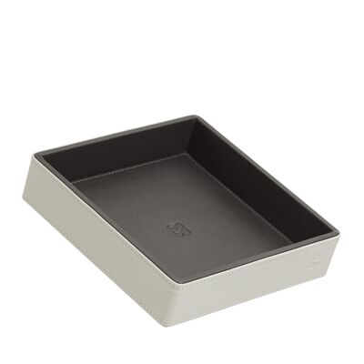 DUDU Small leather valet tray catchall ridy pearl-anthracite