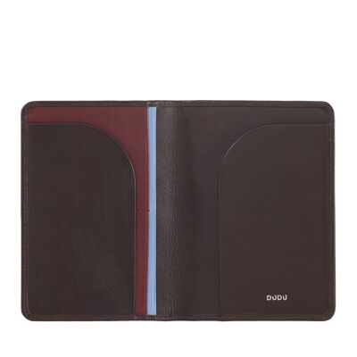 DUDU Passport holder case leather wallet dark burgundy