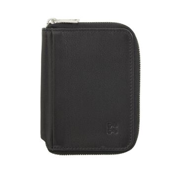 DUDU Petit portefeuille RFID homme en cuir zippé sur tout le pourtour noir 1