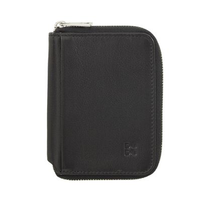 DUDU Small leather men's RFID wallet zip around black