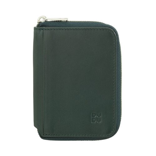 DUDU Small leather men's RFID wallet zip around mangrove