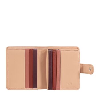 DUDU Petit portefeuille femme en cuir avec bouton pression rose blush 3