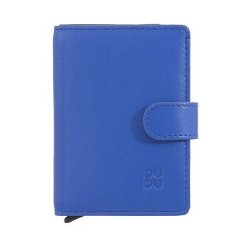 DUDU Cuir hommes RFID mini portefeuille cartes étui bleu bleuet 1