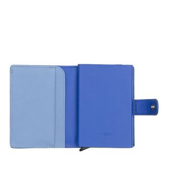 DUDU Cuir hommes RFID mini portefeuille cartes étui bleu bleuet 3