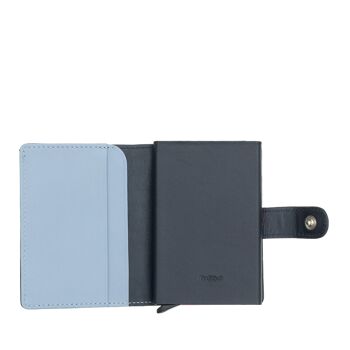 DUDU Leather mini portefeuille porte-cartes RFID pour homme en cuir marine 3