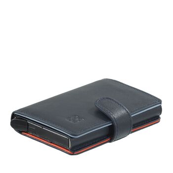 DUDU Leather mini portefeuille porte-cartes RFID pour homme en cuir marine 4