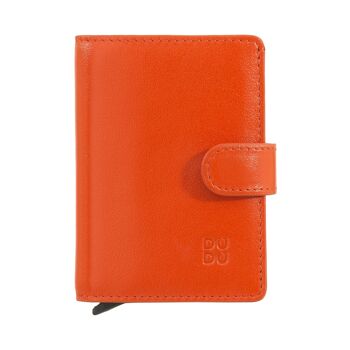 DUDU Cuir homme RFID mini portefeuille porte-cartes orange 1