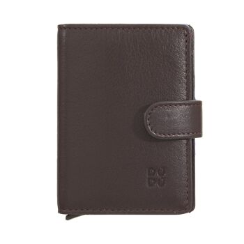 DUDU Leather Mini portefeuille RFID pour homme avec porte-cartes bordeaux foncé 1