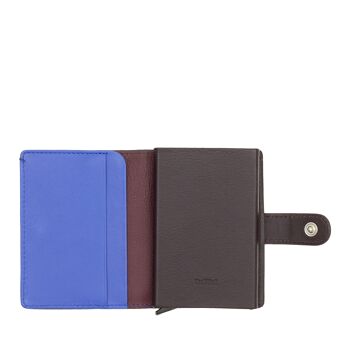 DUDU Leather Mini portefeuille RFID pour homme avec porte-cartes bordeaux foncé 3