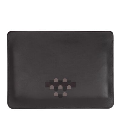 DUDU Housse en cuir MacBook Air Pro mosaïque anthracite