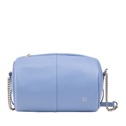 DUDU Women's leather barrel bag small shoulder pastel blue