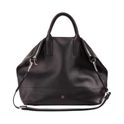 DUDU Sac bandoulière femme en cuir noir