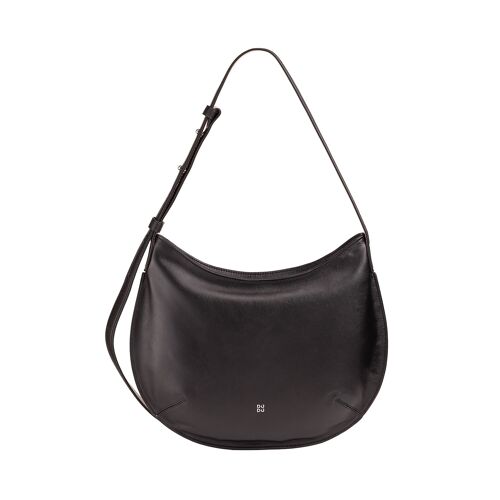 DUDU Medium women's leather hobo bag zipped black