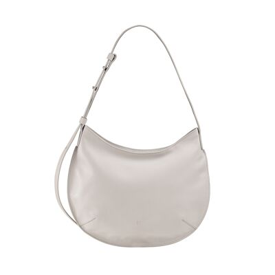 DUDU Medium women's leather hobo bag zipped pearl gray
