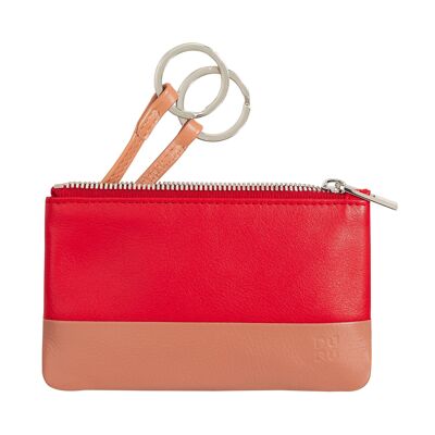 DUDU Leather key holder pouch zipped red flame