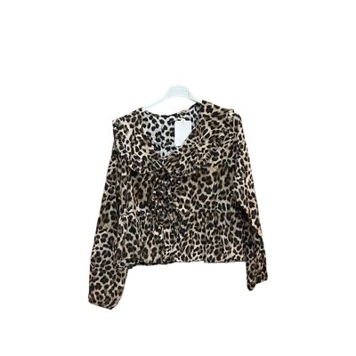 Peter Pan blouse with leopard bows