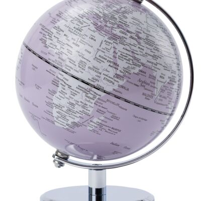 Globo terráqueo GAGARIN, 13 cm de diámetro, violeta claro, blanco