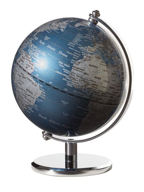 GAGARIN Globus, 13 cm Durchmesser, metallic-blau, silberfarben