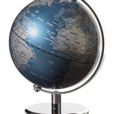 GAGARIN globe, 13 cm diameter, metallic blue, silver