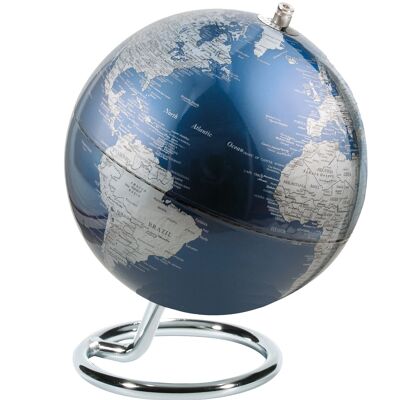 GALILEI globe, 13 cm diameter, metallic blue, silver