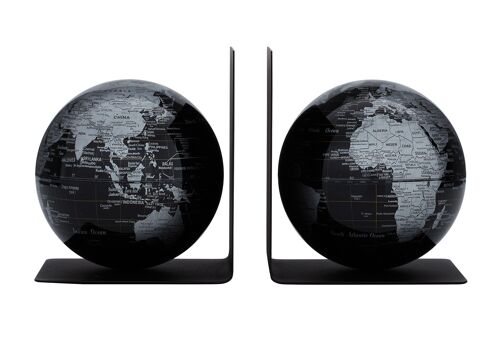BOOKGLOBE Globen-Set, Buchstützen aus Metall, schwarz, silberfarben