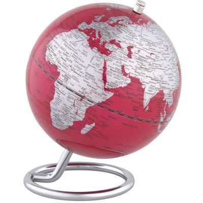GALILEI globe, 13 cm diameter, red, silver