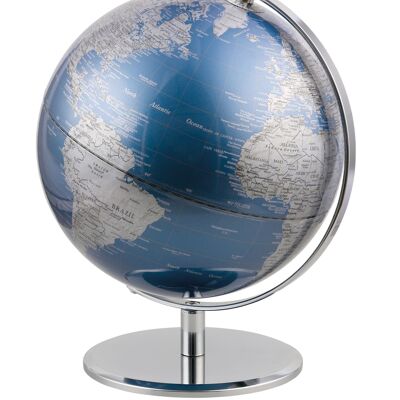 PLANET globe, 25 cm diameter, metallic blue, silver