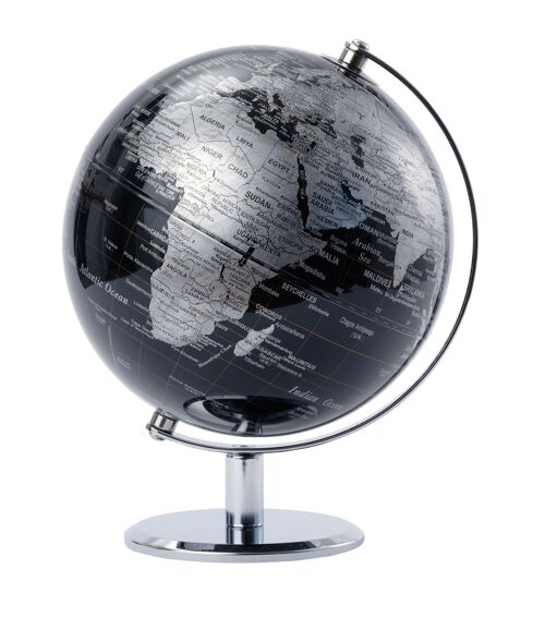 LUNAR Globus, 20 cm Durchmesser, schwarz, silberfarben