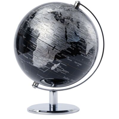 LUNAR Globus, 20 cm Durchmesser, schwarz, silberfarben