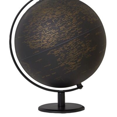 PLANET globe, 25 cm diameter, gold, black