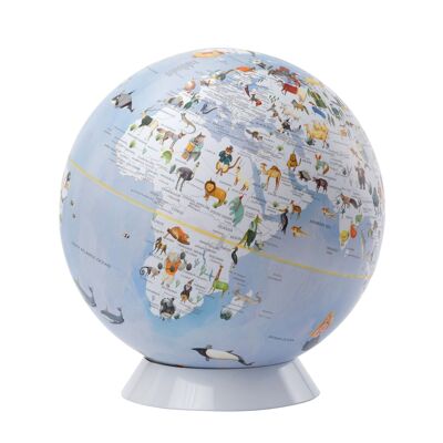 Mappamondo WILDLIFE WORLD, diametro 25 cm, azzurro, bianco
