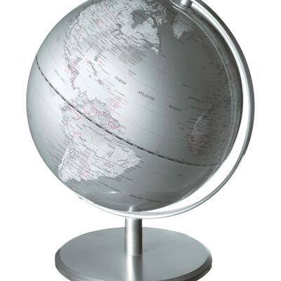 PLANET globe, 25 cm diameter, silver