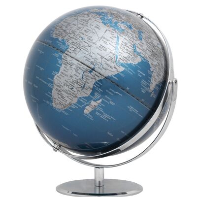 JURI globe, 30 cm diameter, metallic blue, silver