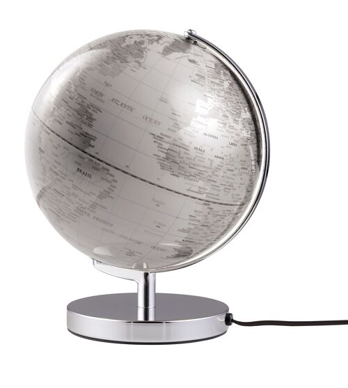 TERRA LIGHT Globus, 25 cm Durchmesser, silberfarben, weiß