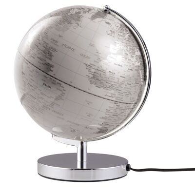 Globo terráqueo TERRA LIGHT, 25 cm de diámetro, plateado, blanco