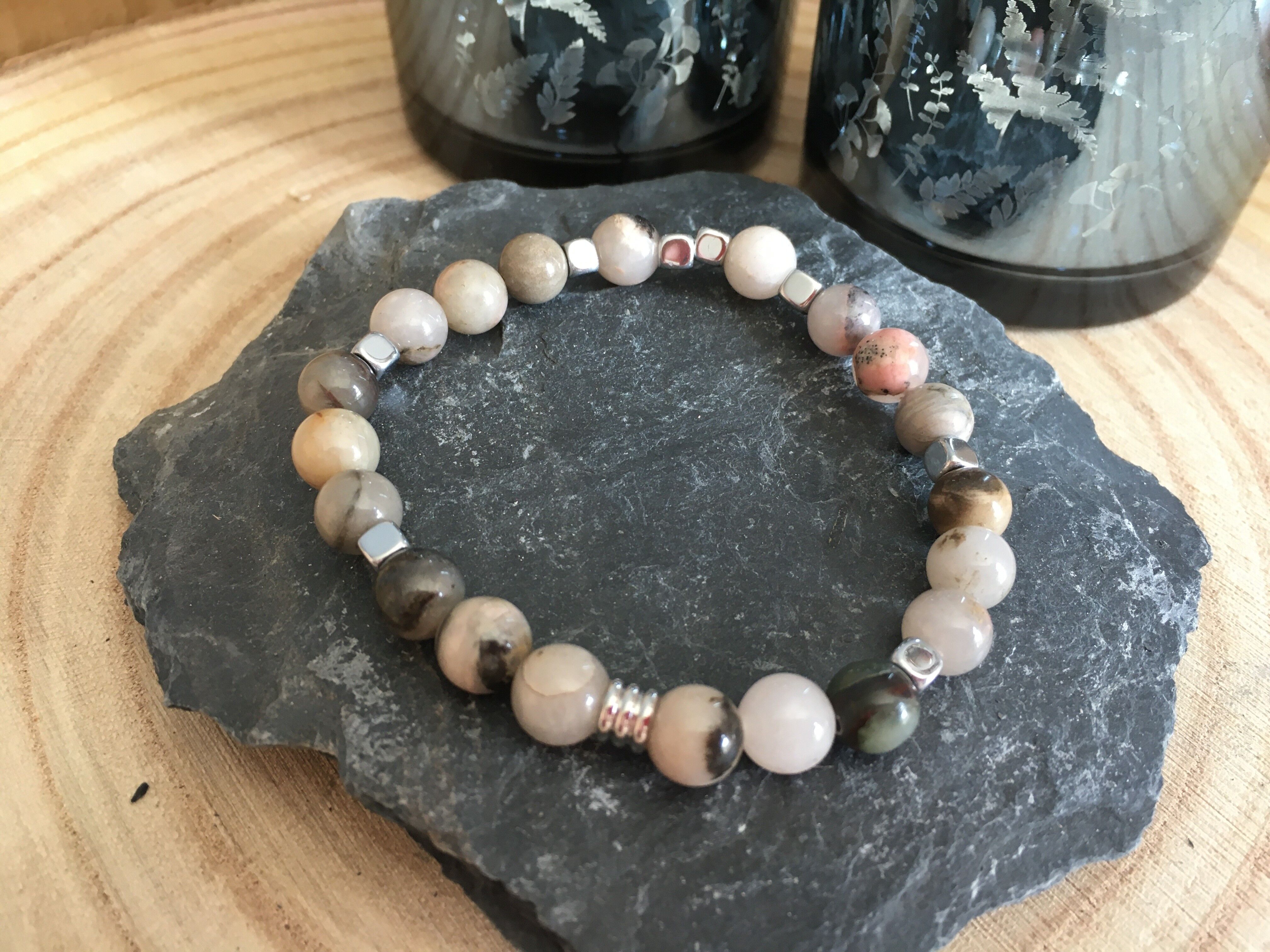 Men's Rhodonite Stone Bracelet
