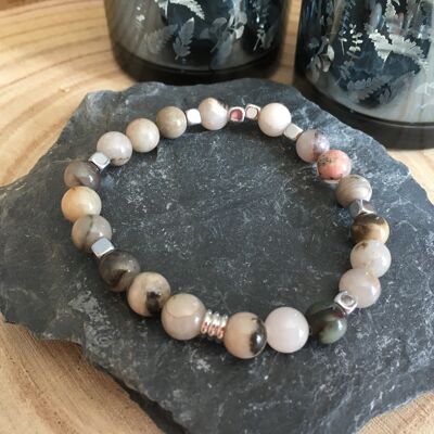 Pulsera de piedra de rodonita para hombre