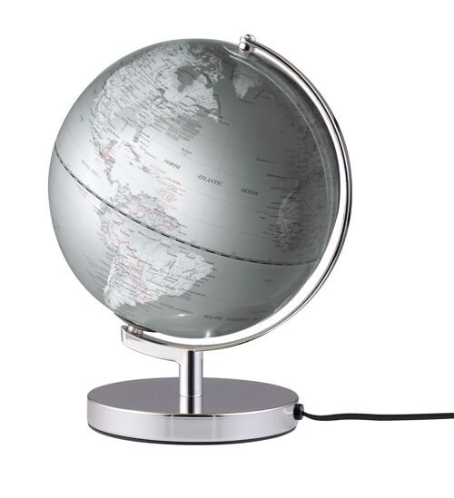 TERRA LIGHT Globus, 25 cm Durchmesser, silberfarben
