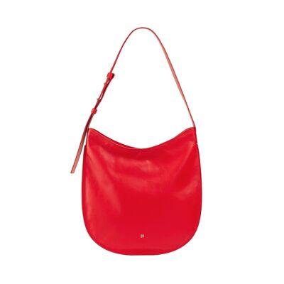 DUDU Women's leather hobo bag zipped red flame