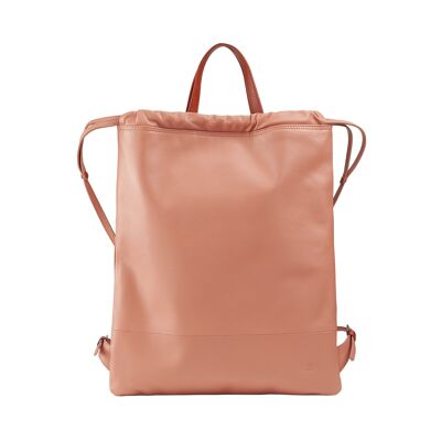DUDU Women's leather drawstring backpack flamingo pink