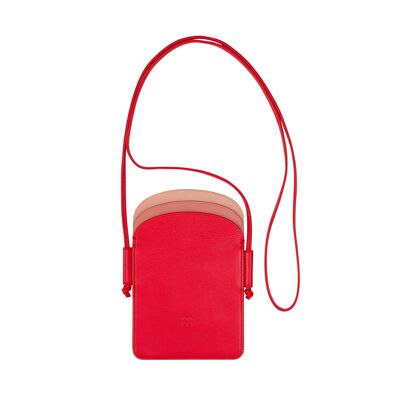 DUDU Leather mobile phone necklace pouch red flame