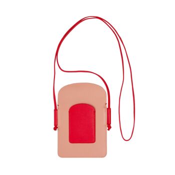 DUDU Pochette collier en cuir pour téléphone portable flamme rouge 2