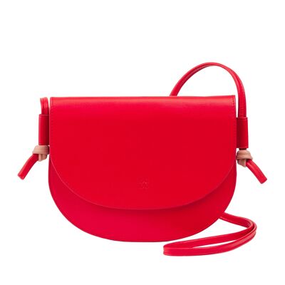 DUDU Small women's leather crossbody bag red flame